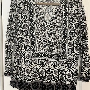 Lucky Brand Monochrome Patterned Blouse